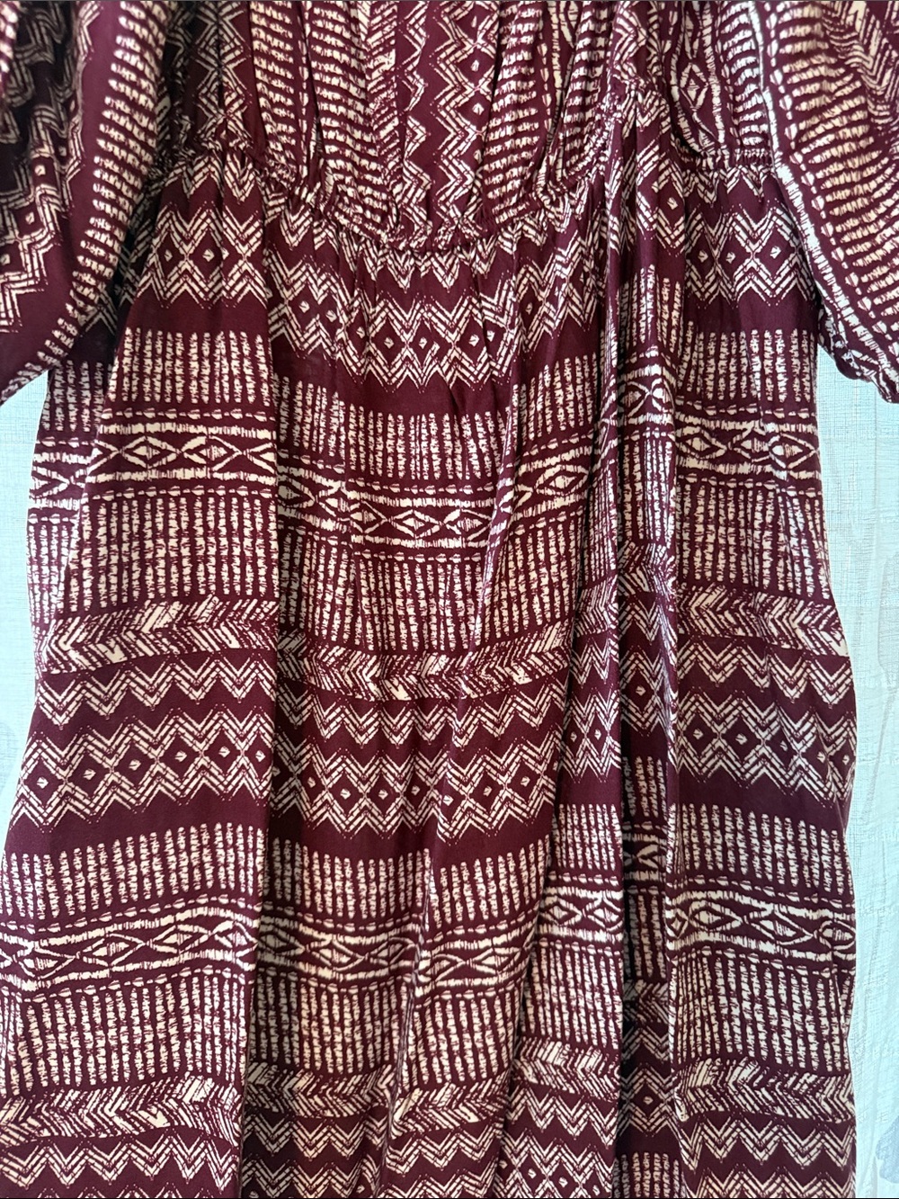 Sleeper Women's Burgundy Patterned Peasant Dress - Picture 5 of 5